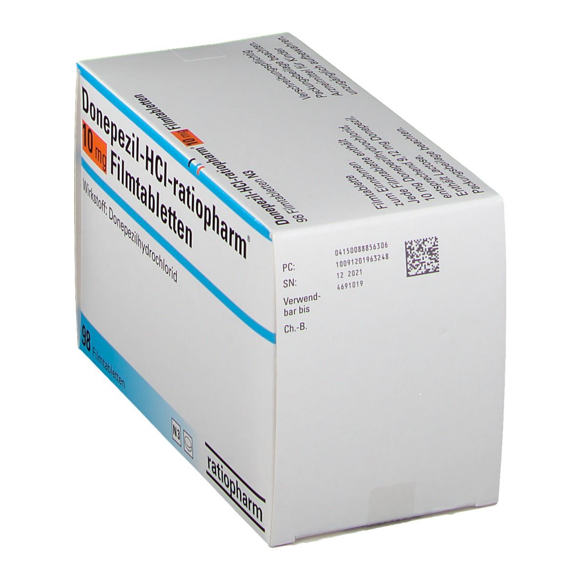 DONEPEZIL-HCL-ratiopharm 10 mg Filmtabletten 98 St