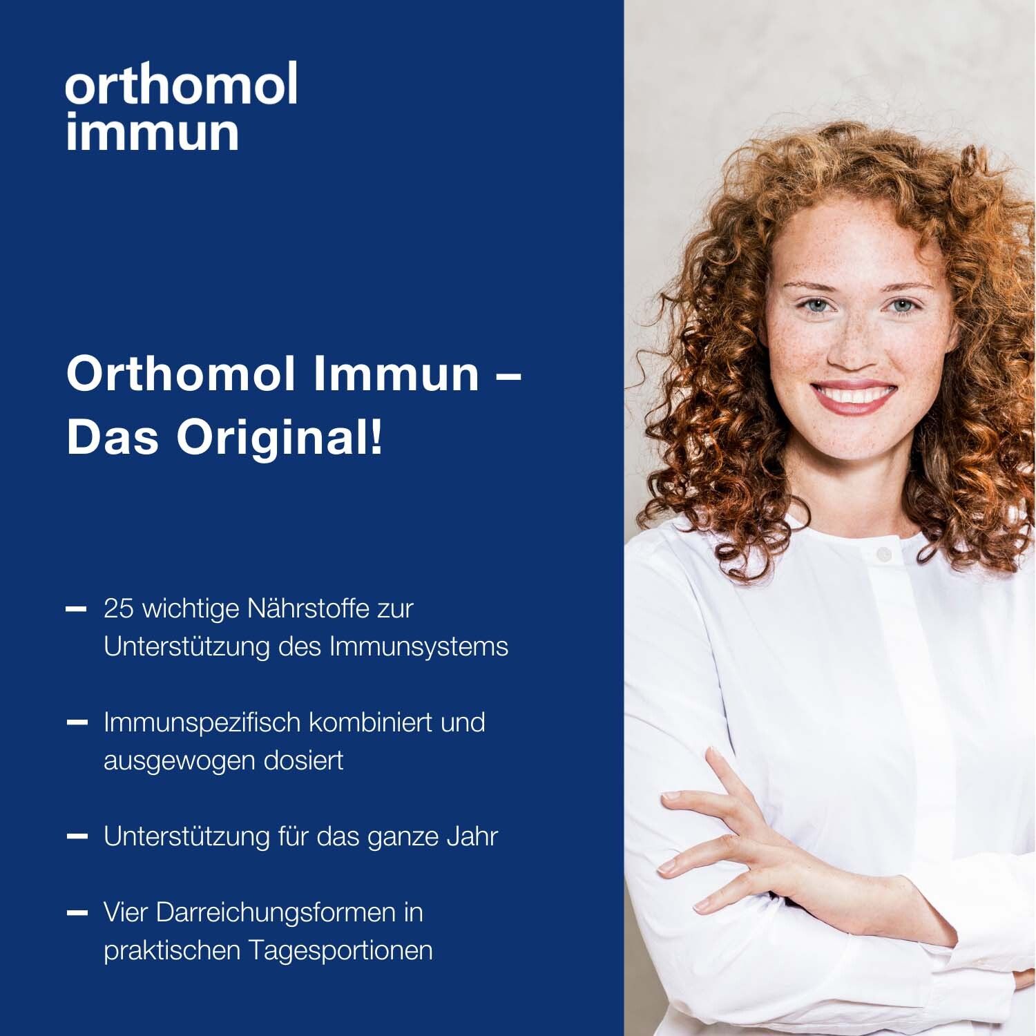 Orthomol Immun - Mikronährstoffe zur Unterstützung des Immunsystems - mit Vitamin C, Vitamin D und Zink - Direktgranulat Menthol-Himbeere