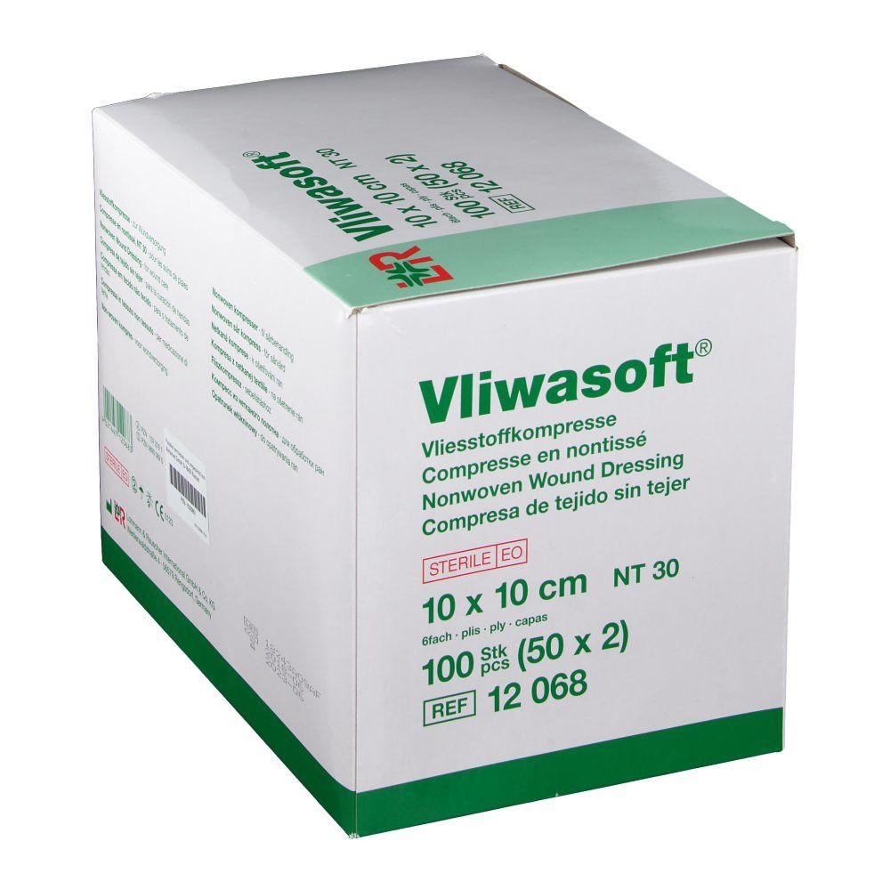 Vliwasoft® Vliesstoffkompresse 10 cm x 10 cm 6 lagig steril