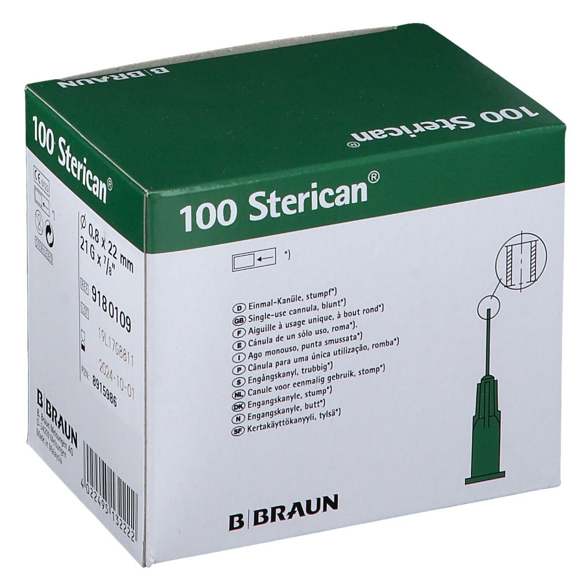 Sterican® Kanülen 21 G 7/8 0,8 x 22 mm stumpf