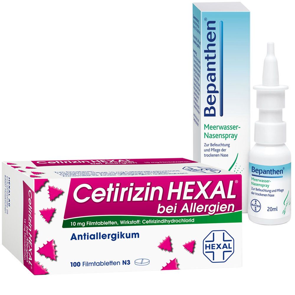 Allergie-Set Cetirizin Hexal® + Bepanthen® Meerwasser Nasenspray 1 St Set