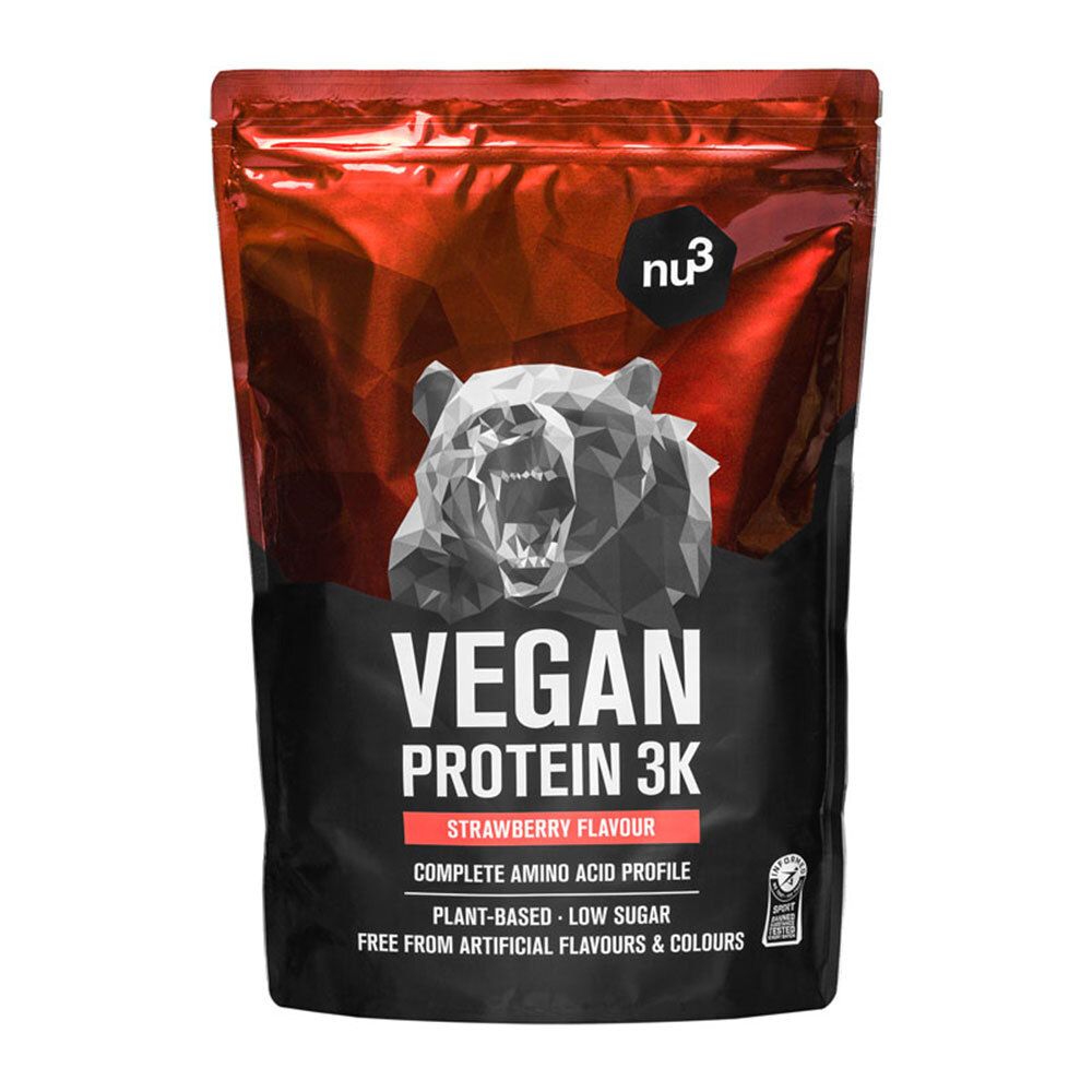 Vegan Protein 3K Shake, Erdbeere 1000 g Pulver