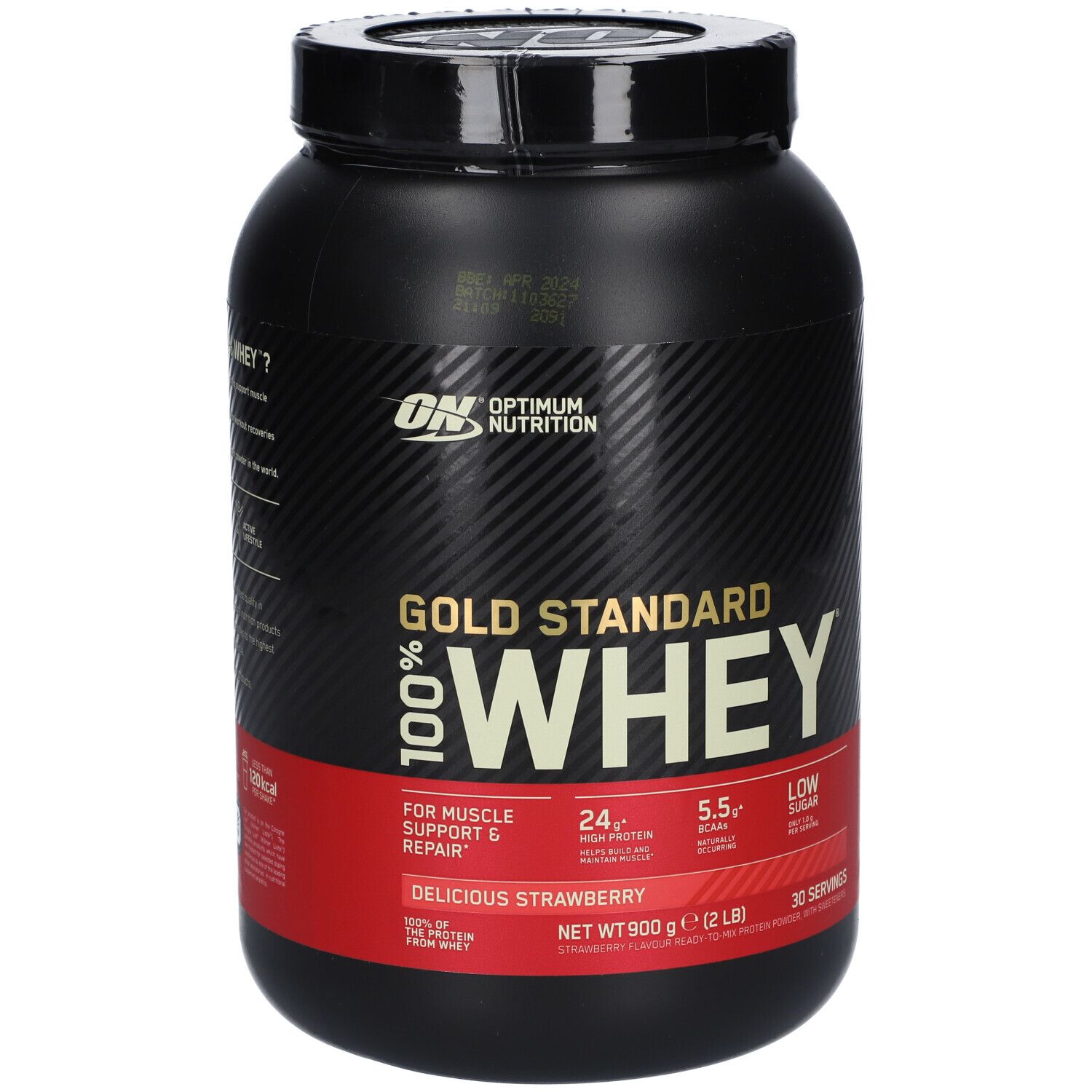 100 % Whey Gold Standard, Delicious Strawberry, Pulver 908 g Pulver