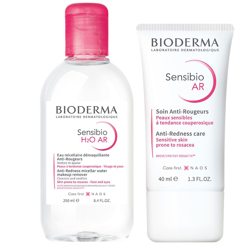Sensibio H2O AR 4-in-1 Anti-Rötungen Mizellen-Reinigung 250 ml + Bioderma Sensibio A-R Feuchtigkeitspflege Anti-Rötungen 40 ml 1 St Set