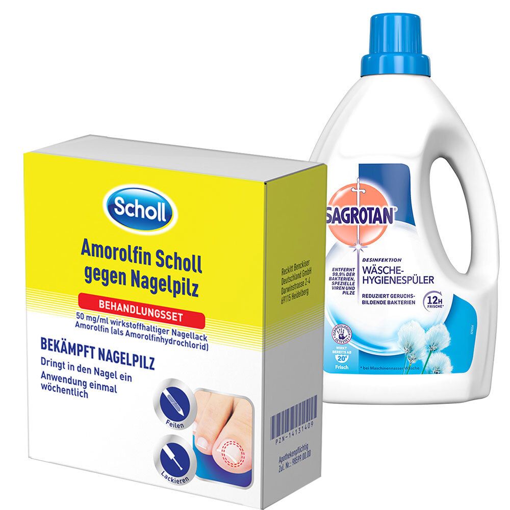 Scholl Nagelpilz Komplett-Set Amorolfin + Sagrotan Wäsche-Hygienespüler 1 St Set