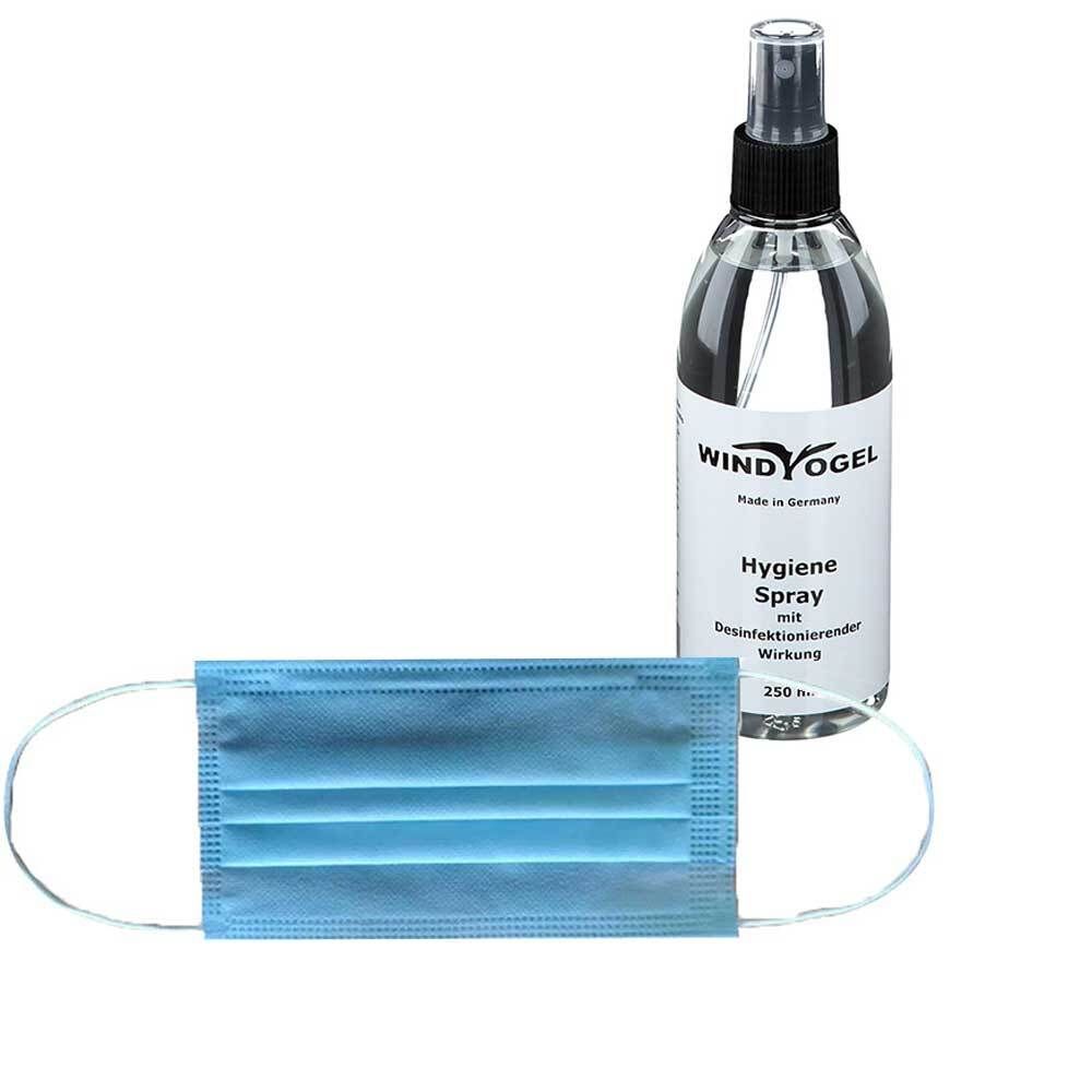 Mund- & Nasenschutz Einweg 3-lagig 50 Stück + Windvogel Hygiene Spray
