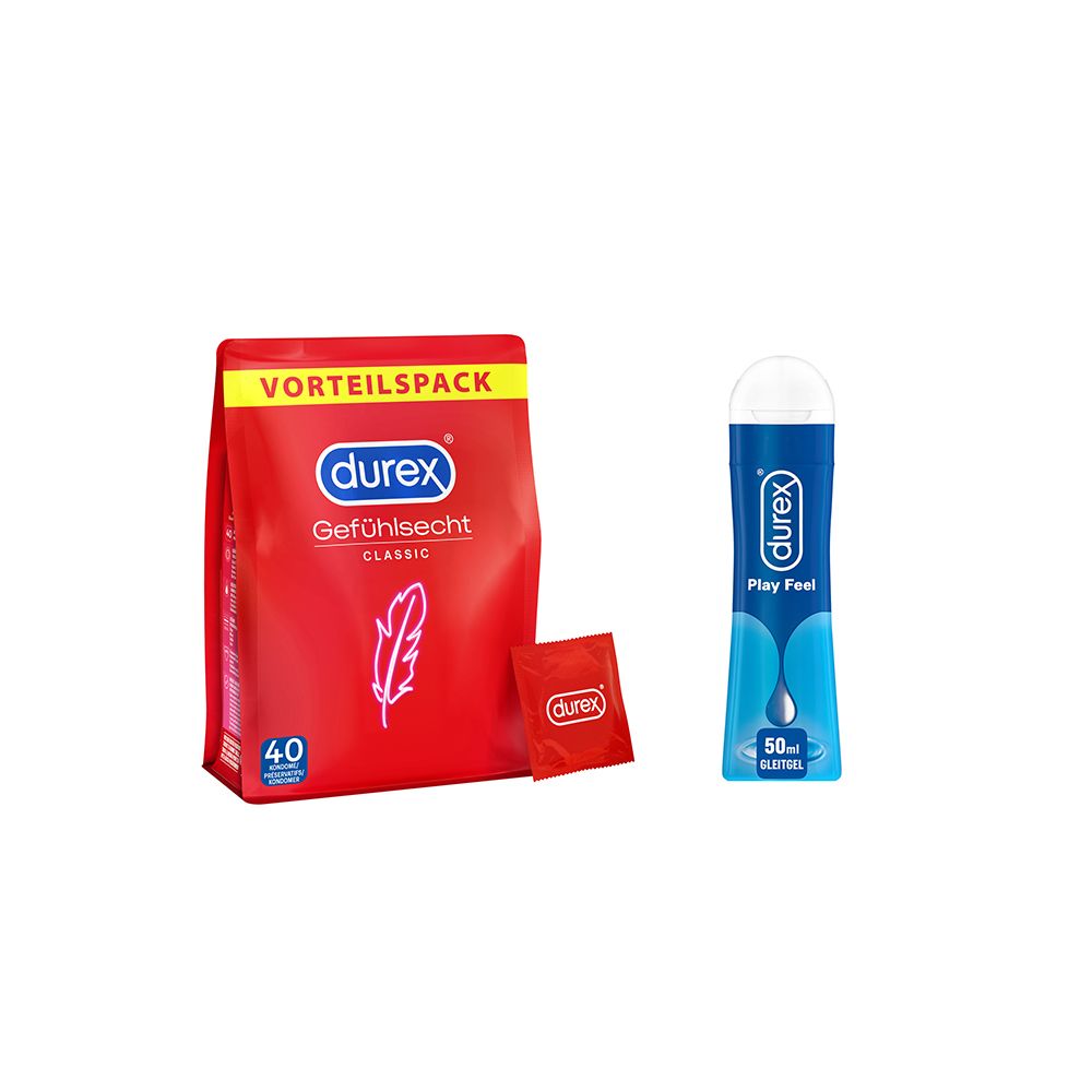 Durex® Gefülsecht hauchzarte Kondome + Durex® play Feel 1 St Set