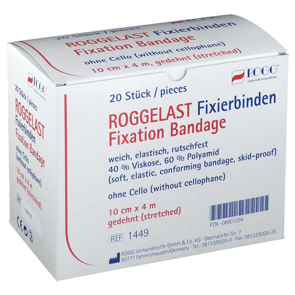 elast Fixierbinden 10 cm x 4 m ohne Cellophan 20 St Binden