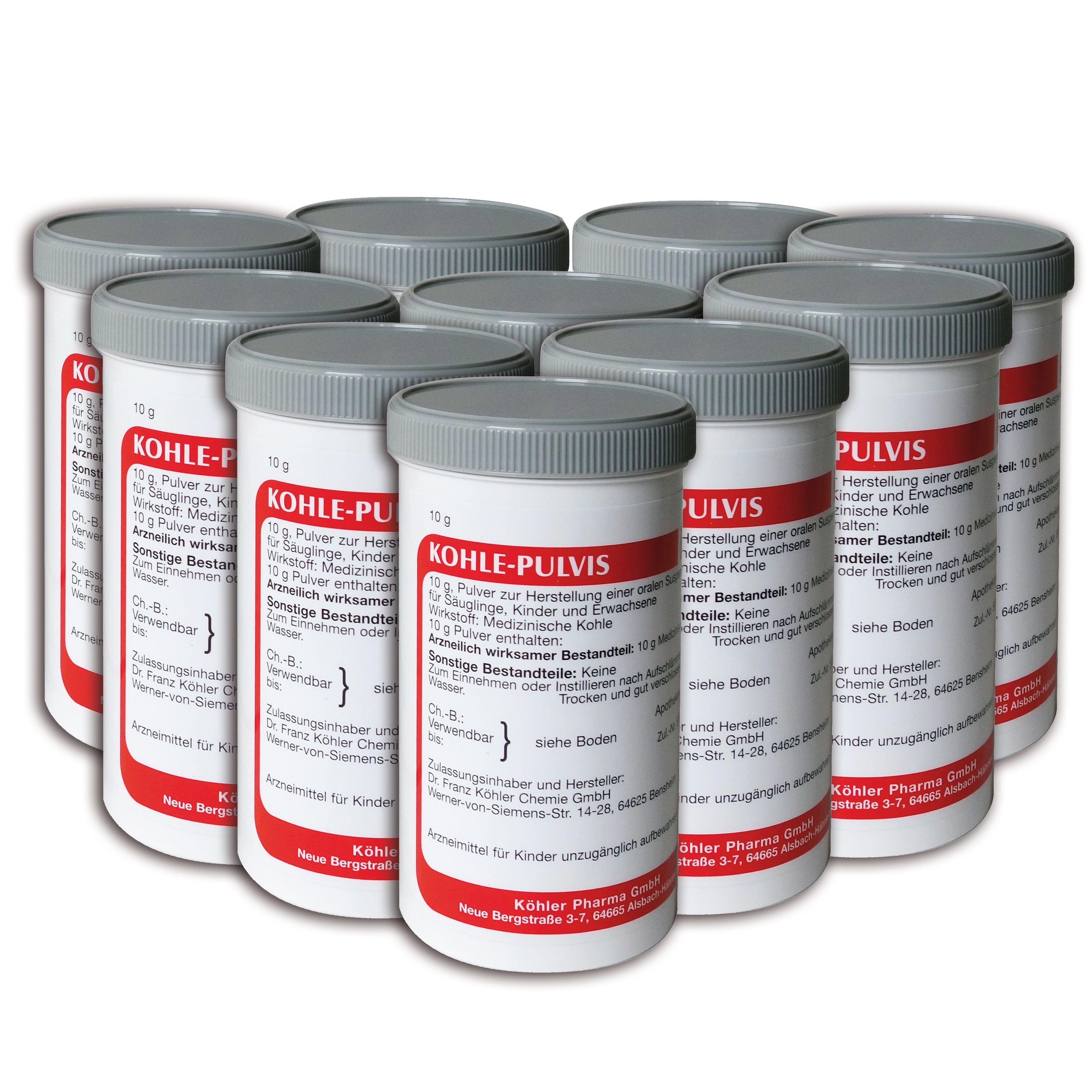 Kohle-Pulvis Pulver 10X10 g Pulver