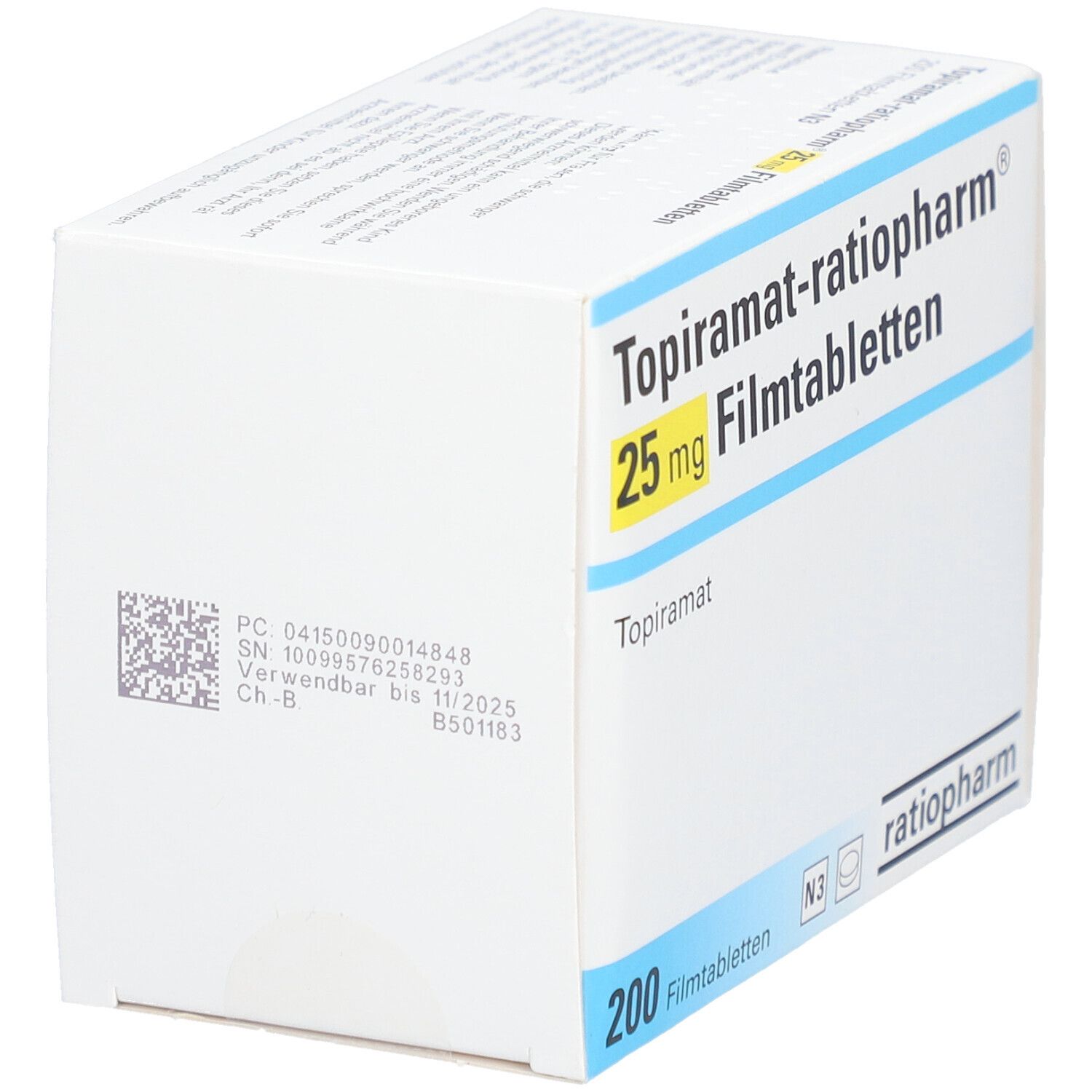 TOPIRAMAT-ratiopharm 25 mg Filmtabletten 200 St