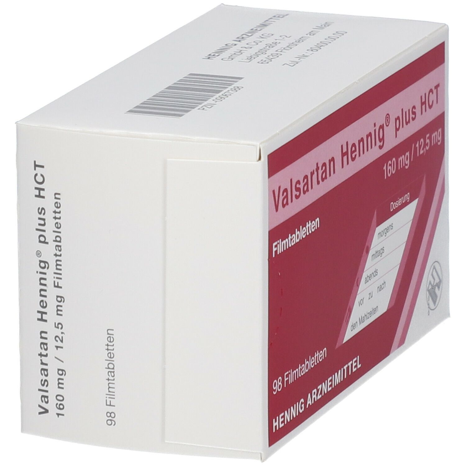 Valsartan Hennig plus HCT 160 mg/12,5 mg Filmtabl. 28 St Filmtabletten