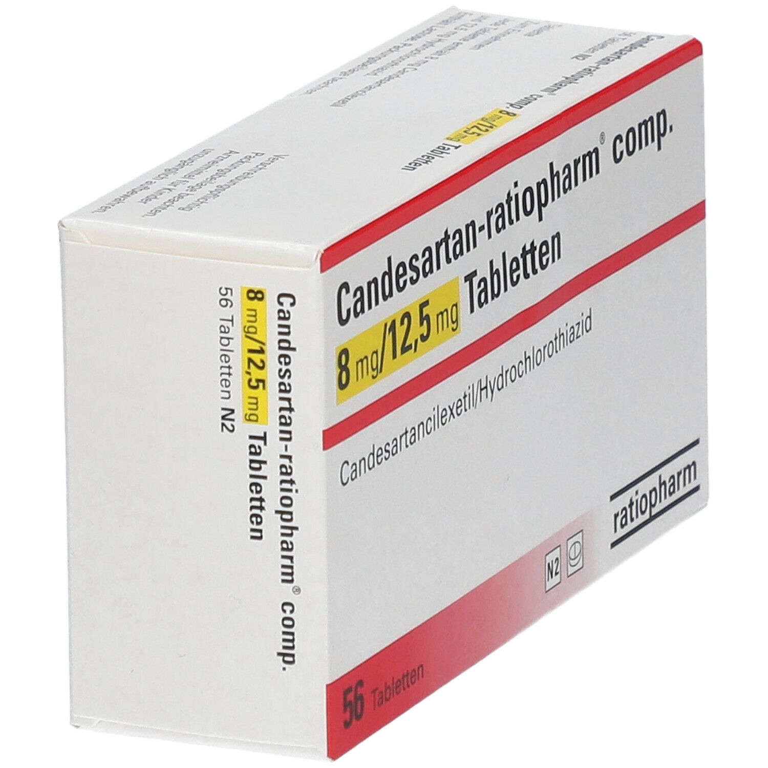 CANDESARTAN-ratiopharm comp. 8 mg/12,5 mg Tabl. 56 St Tabletten