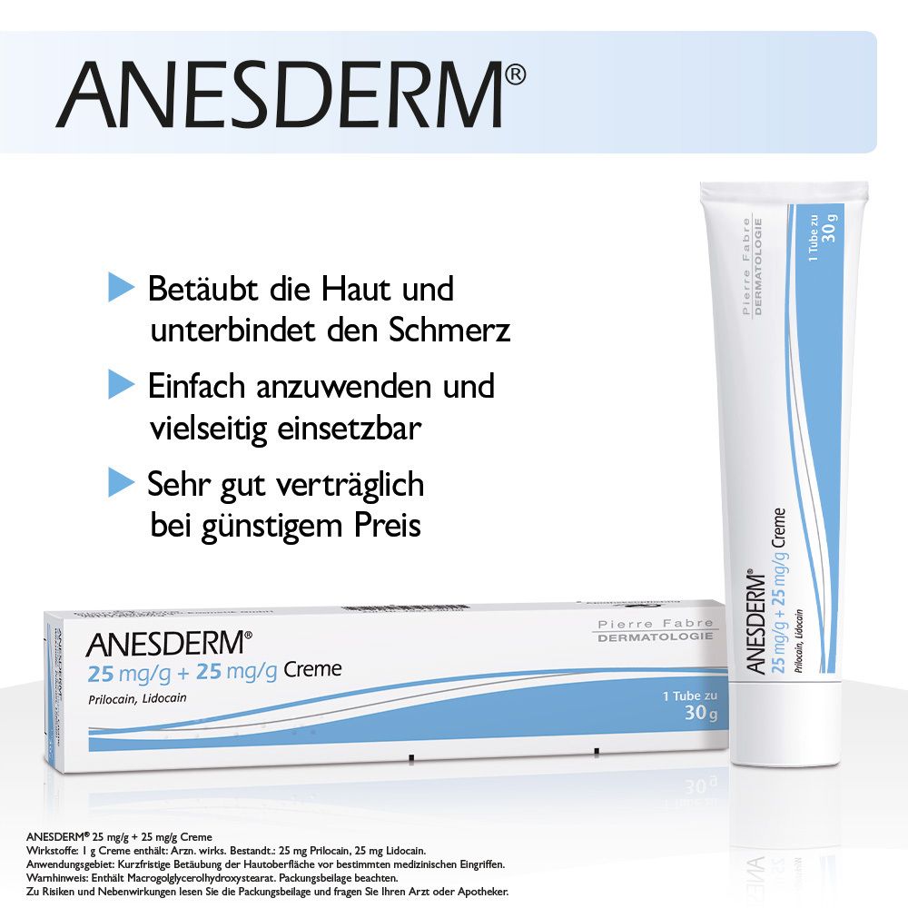 Anesderm Betäubungscreme 30g für eine schmerzfreie Behandlung