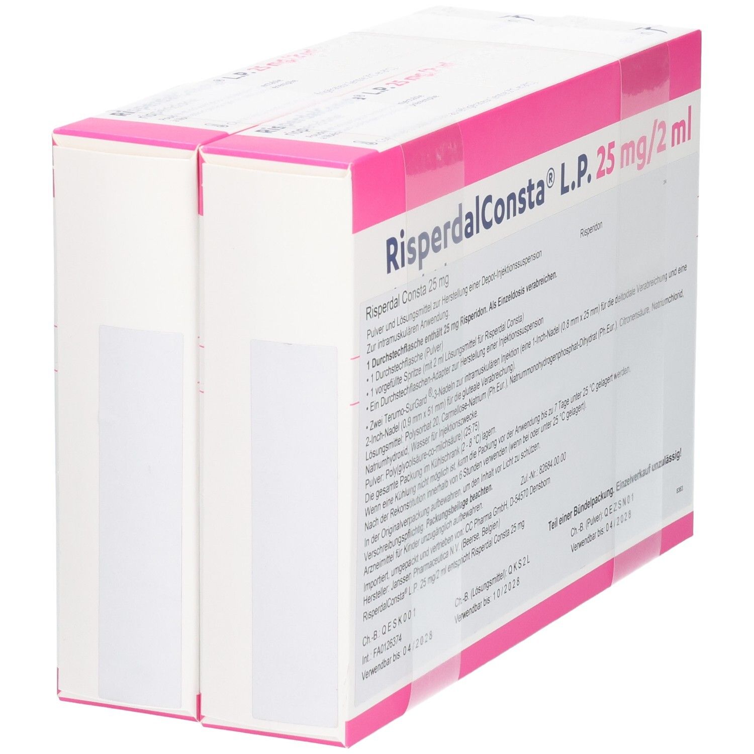 Risperdal Consta L.P. 25 mg/2 ml Pulver und Lösungsmittel für Depot-Injektionssuspension.