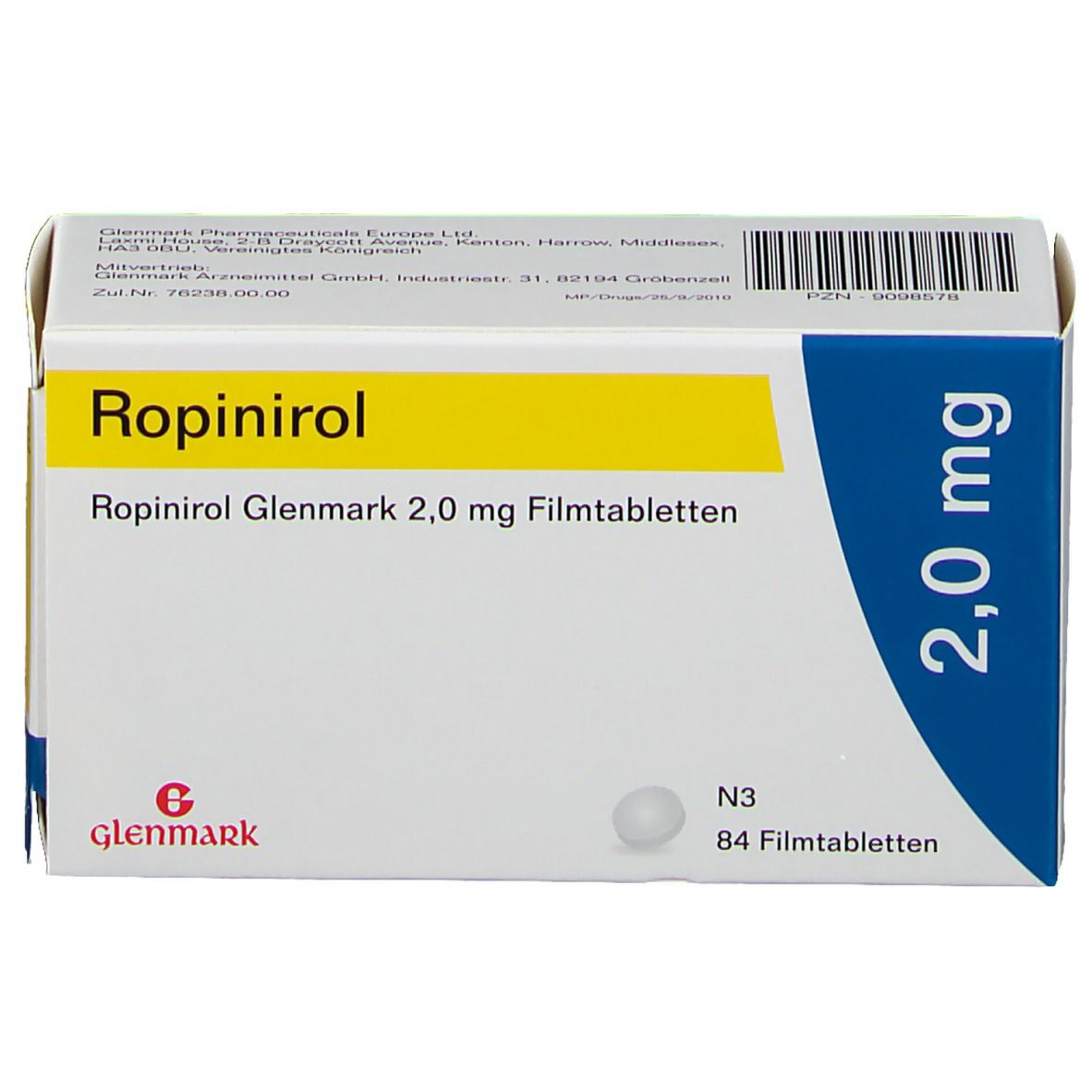 Ropinirol Glenmark 2 mg