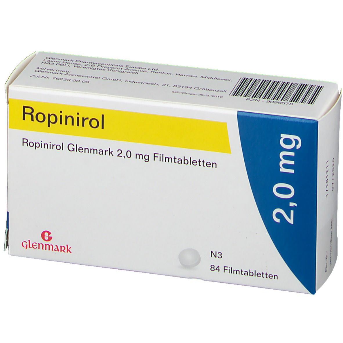 Ropinirol Glenmark 2 mg