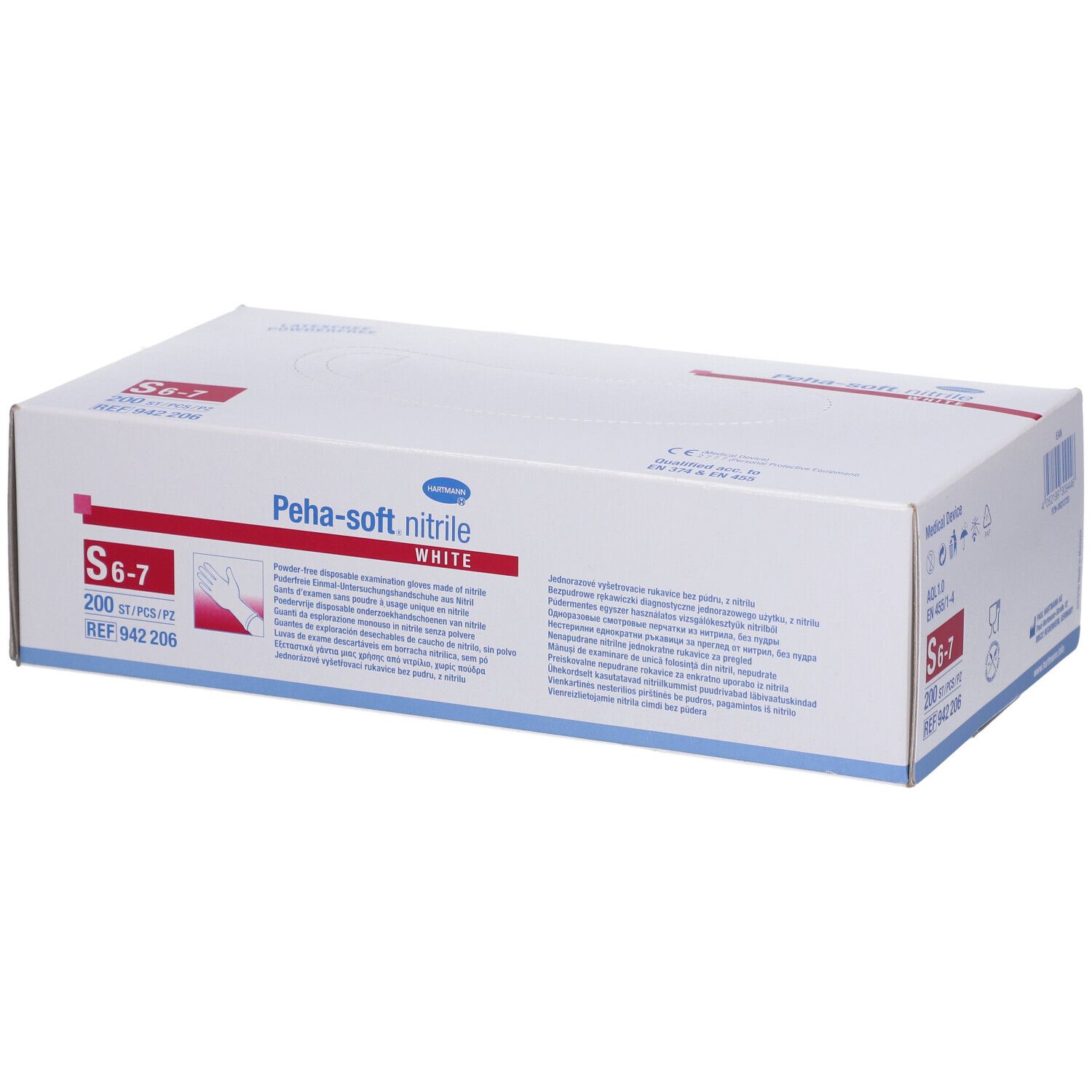 Peha-soft® nitrile white puderfrei unsteril Untersuchungshandschuhe Gr. S 6 - 7