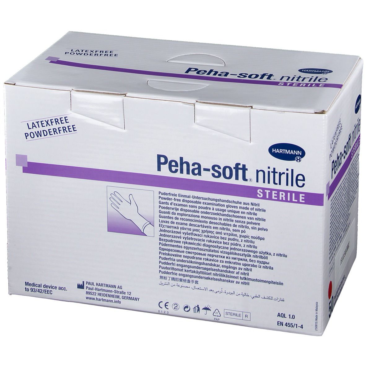 Peha-soft® nitrile puderfrei steril Untersuchungshandschuhe Gr. L 8 - 9
