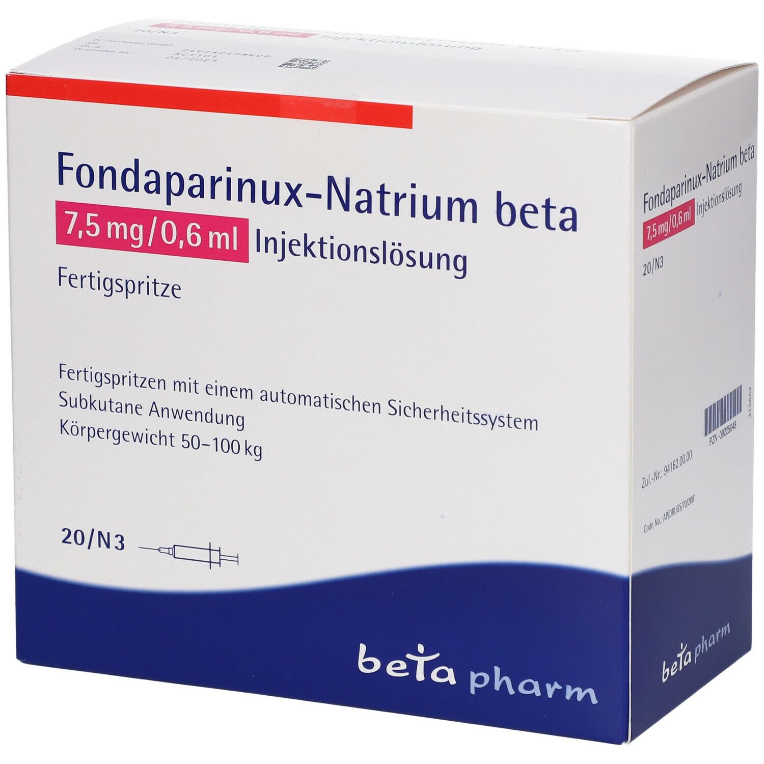 Fondaparinux-Natrium beta 7,5 mg/0,6 ml