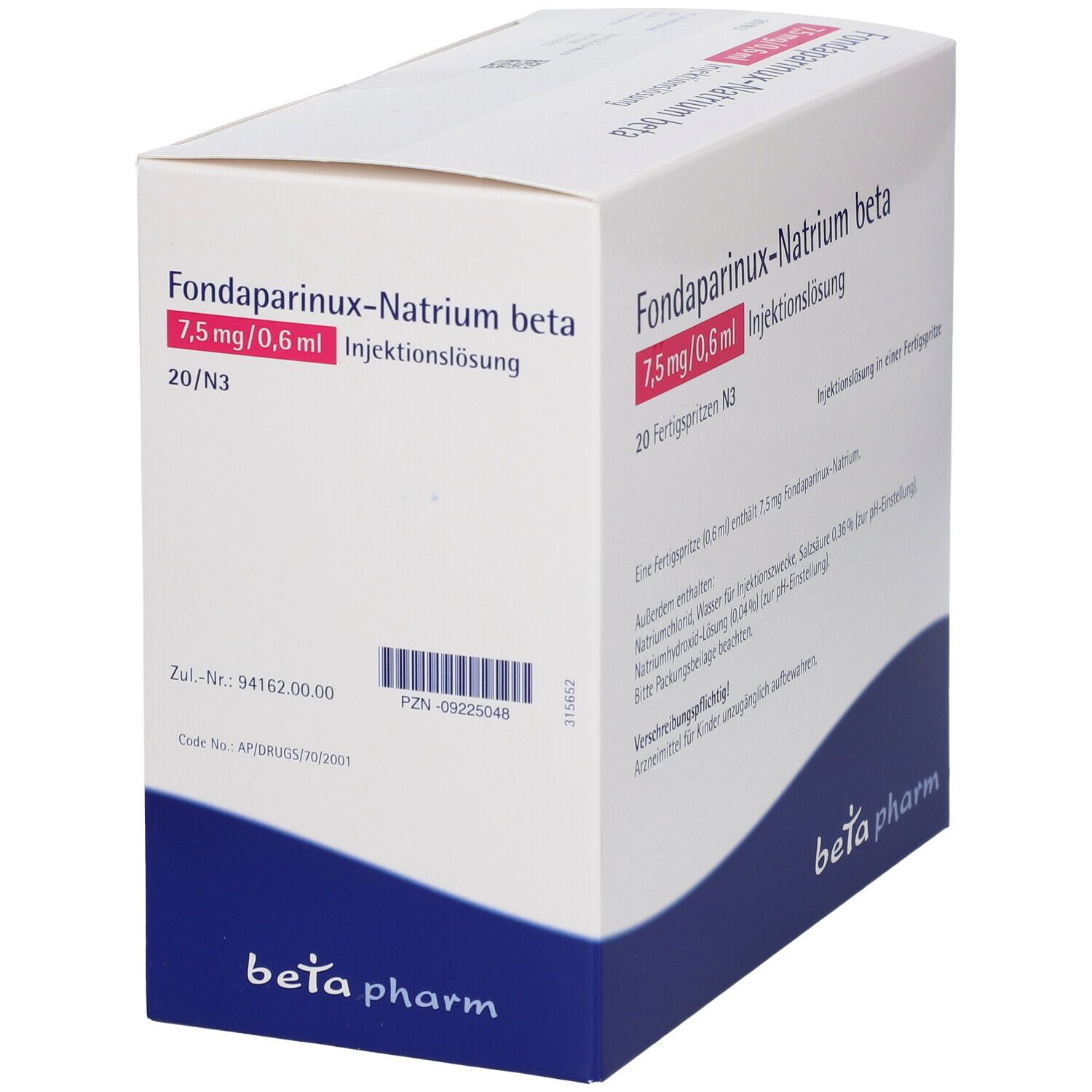 Fondaparinux-Natrium beta 7,5 mg/0,6 ml