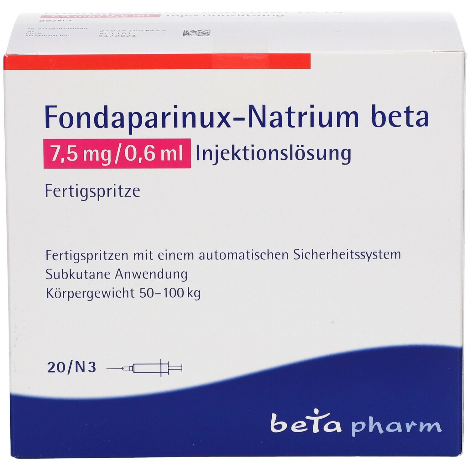 Fondaparinux-Natrium beta 7,5 mg/0,6 ml
