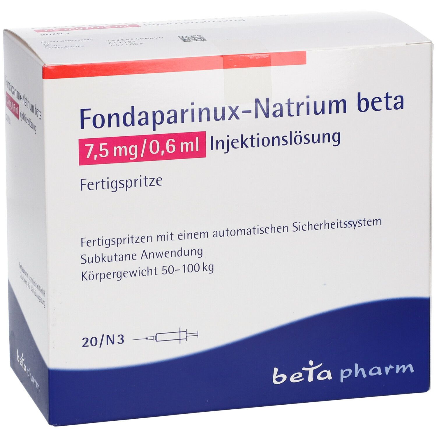 Fondaparinux-Natrium beta 7,5 mg/0,6 ml