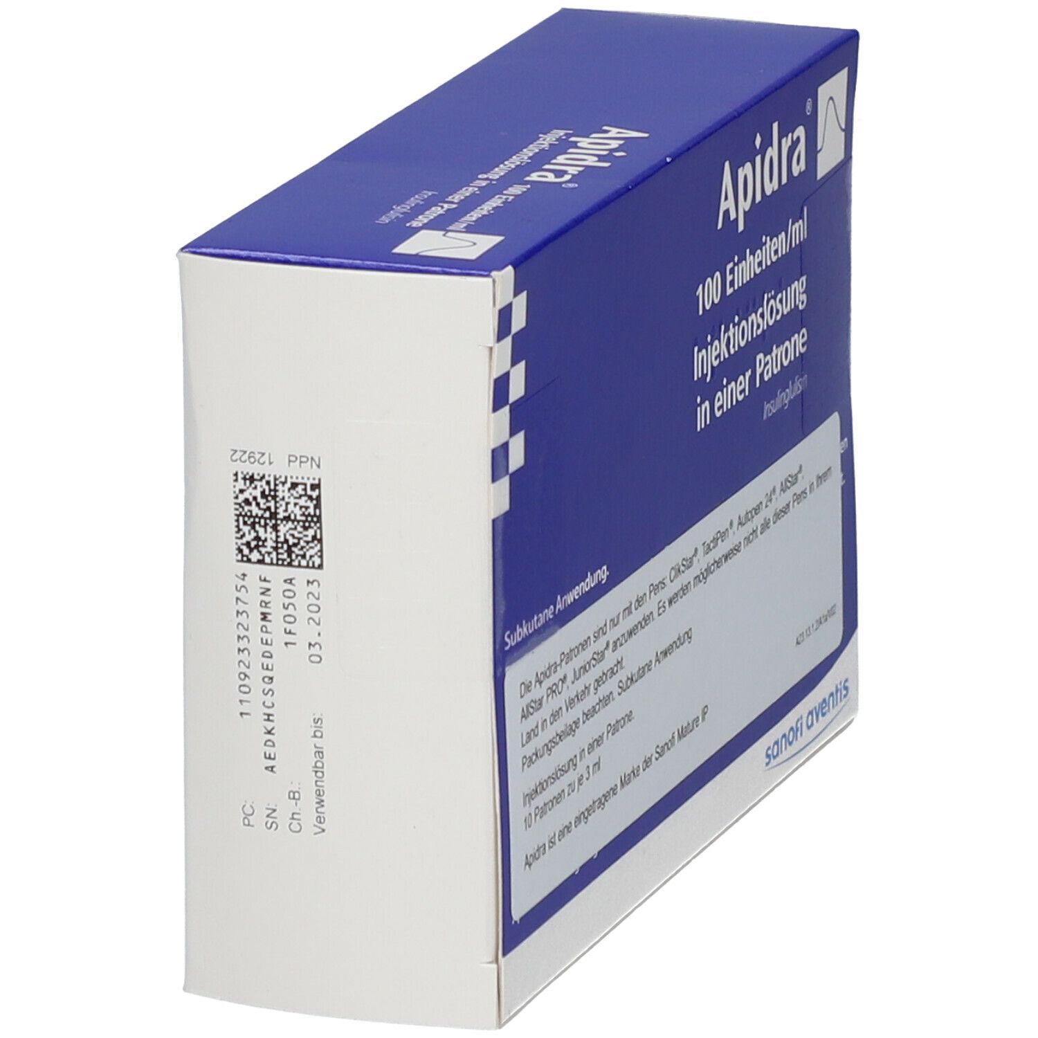 Apidra 100 E/ml Inj.-Lsg.i.e.Patrone 10x3 ml Zylinderampullen