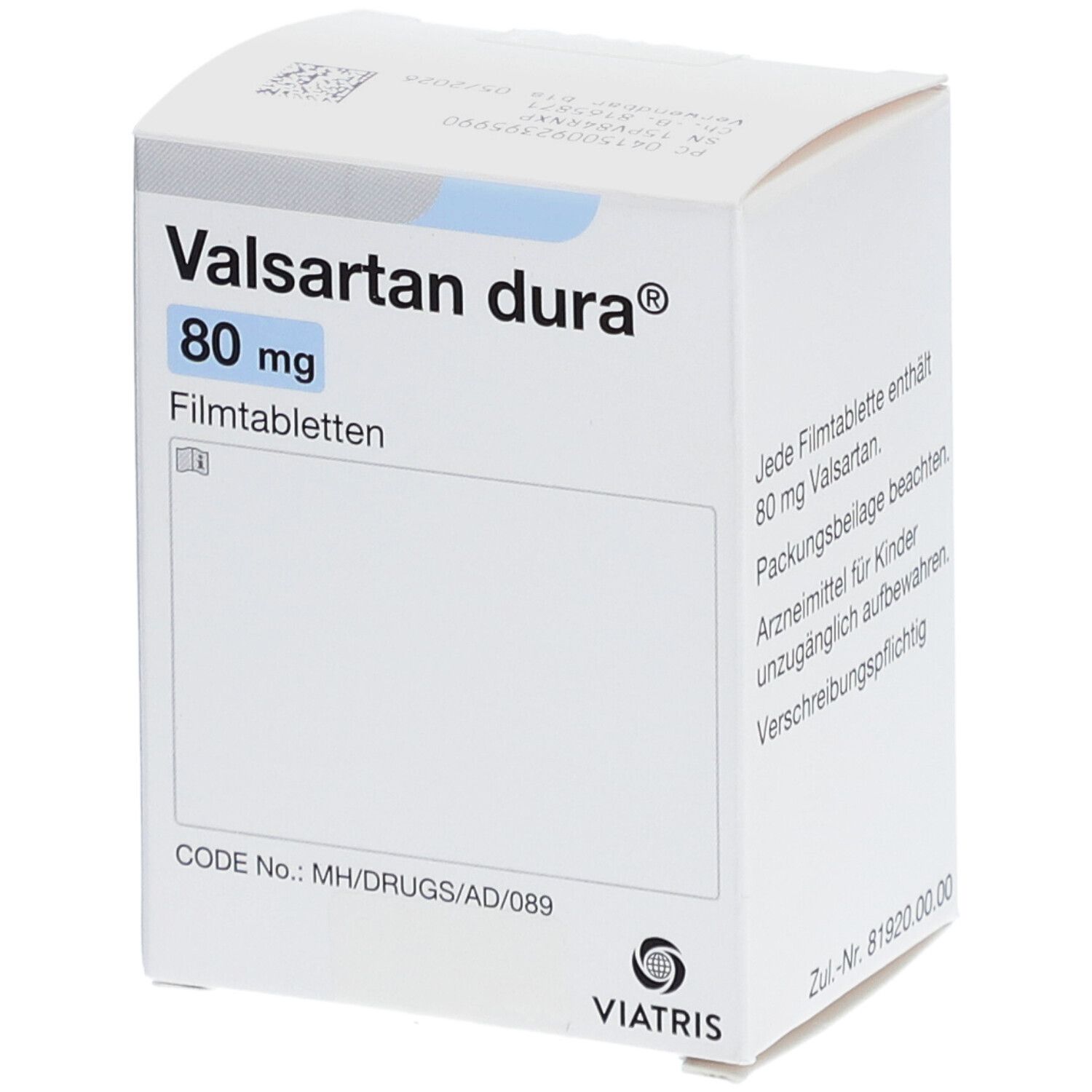 Valsartan dura® 80 mg