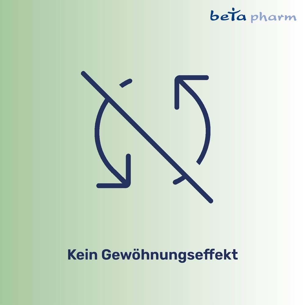Symbol: Pfeile im Kreis durchgestrichen. Text: Kein Gewöhnungseffekt.