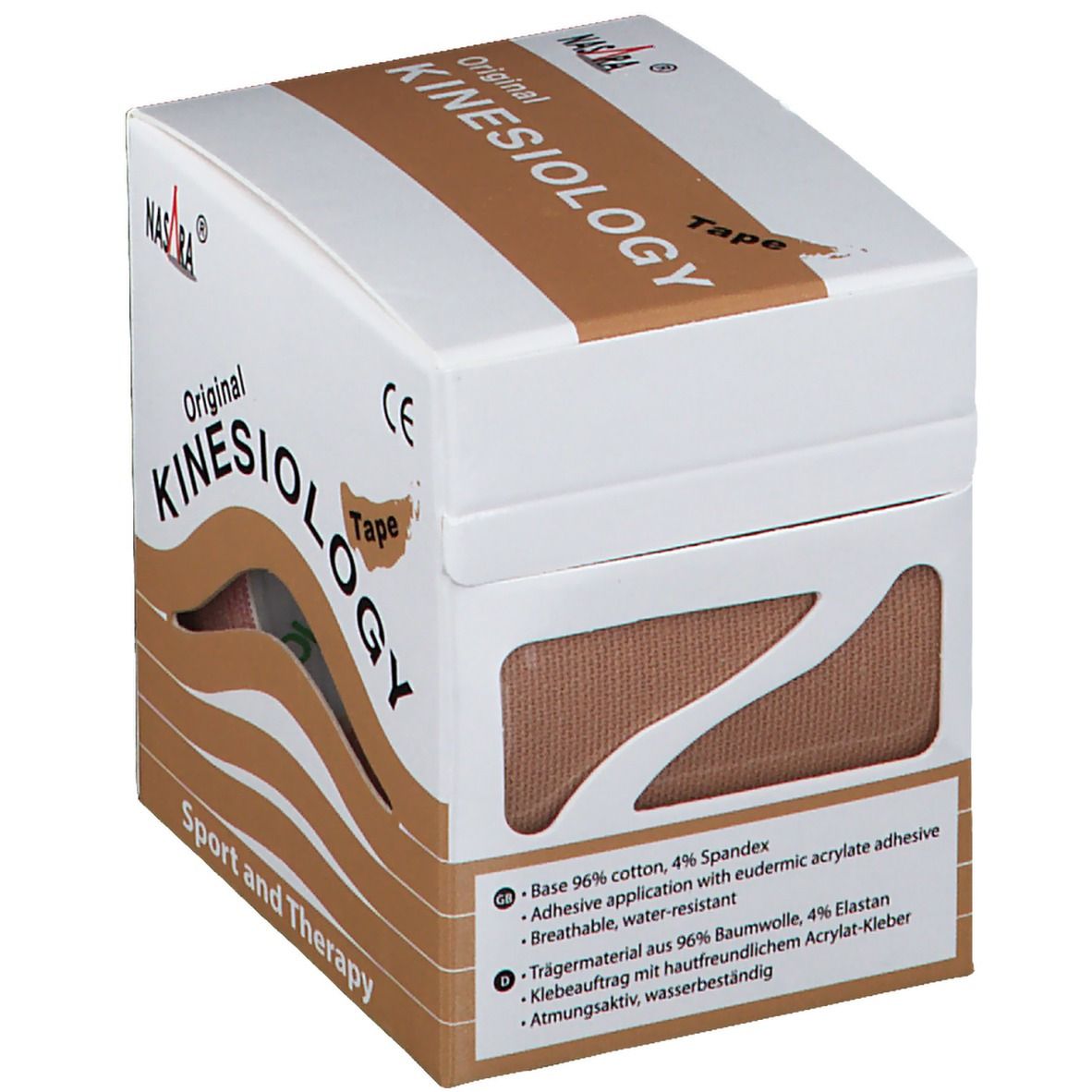 Nasara Kinesiologie Tape 5 cmx5 m beige 1 St Verband