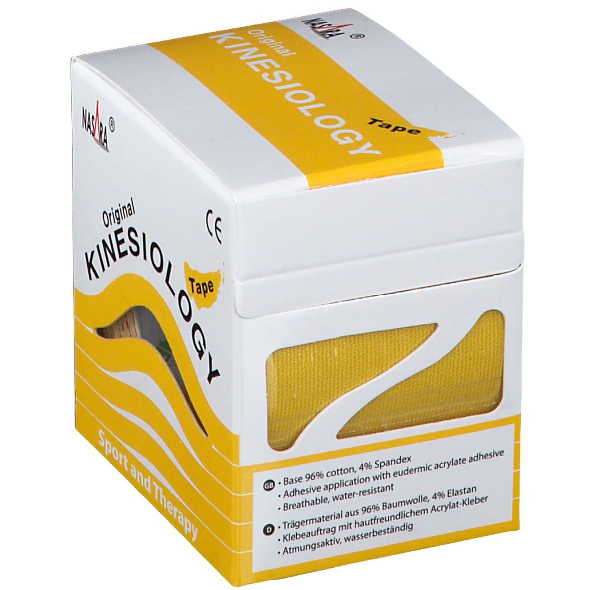 Nasara Kinesiologie Tape 5 cmx5 m gelb 1 St Verband