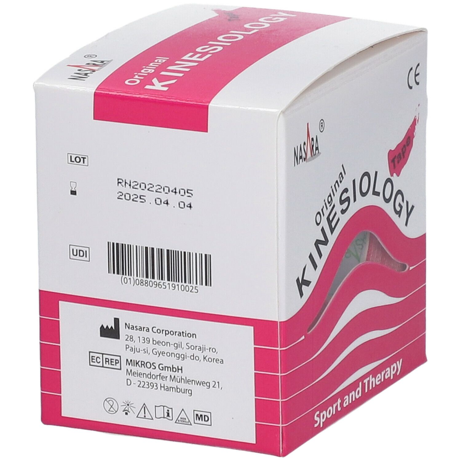 Nasara Kinesiologie Tape 5 cmx5 m pink 1 St Verband