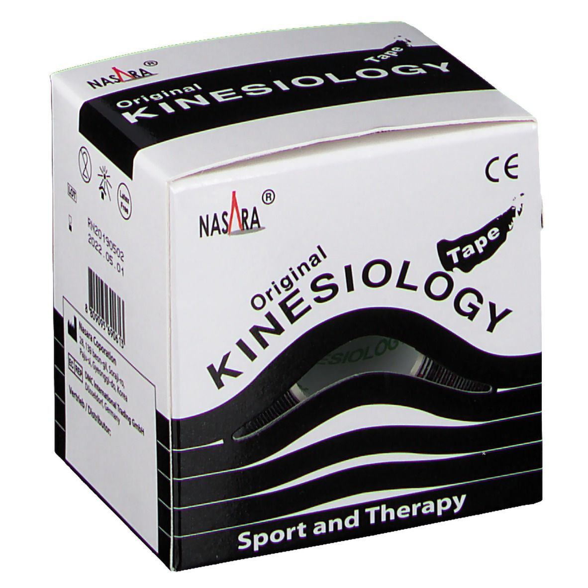 Nasara® Kinesiology-Tape classic 5 cm x 5 m Rolle Schwarz