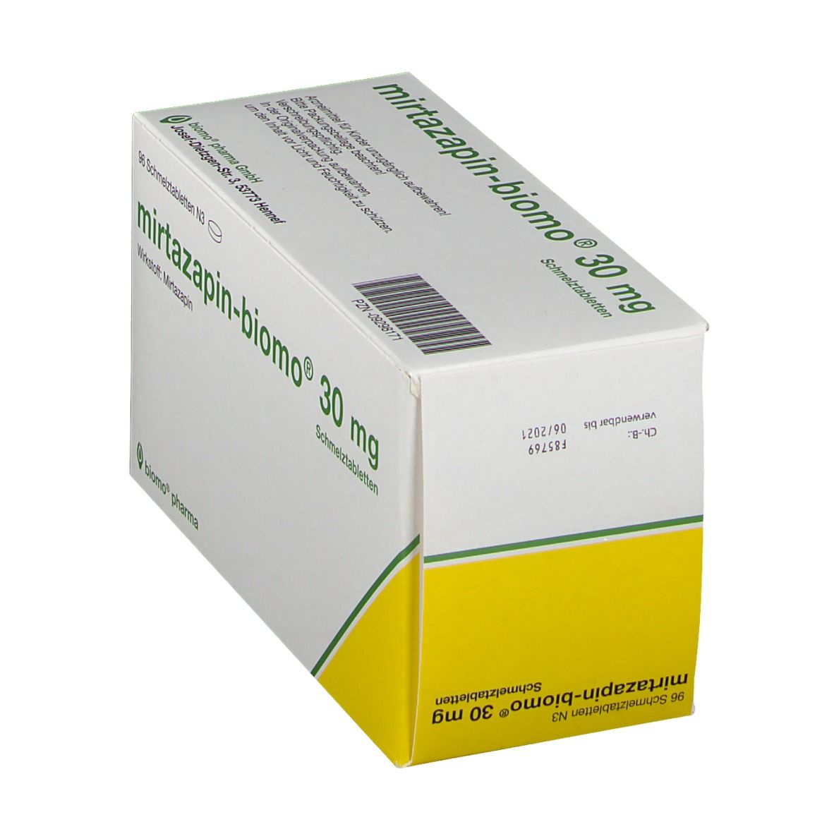 MIRTAZAPIN-biomo 30 mg Schmelztabletten 96 St