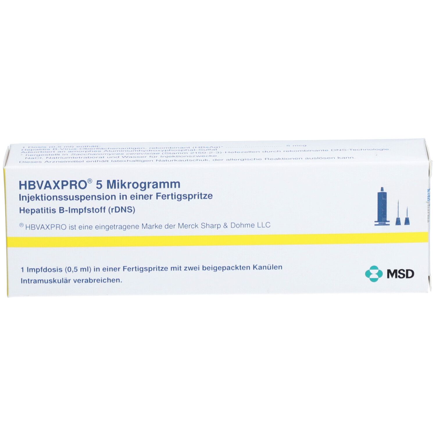 HBVAXPRO 5 µg Inj.-Susp.i.e.Fertigspr.m.Kanüle