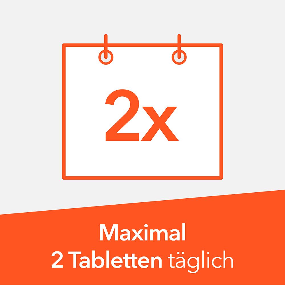 Symbol für maximal 2 Tabletten täglich.