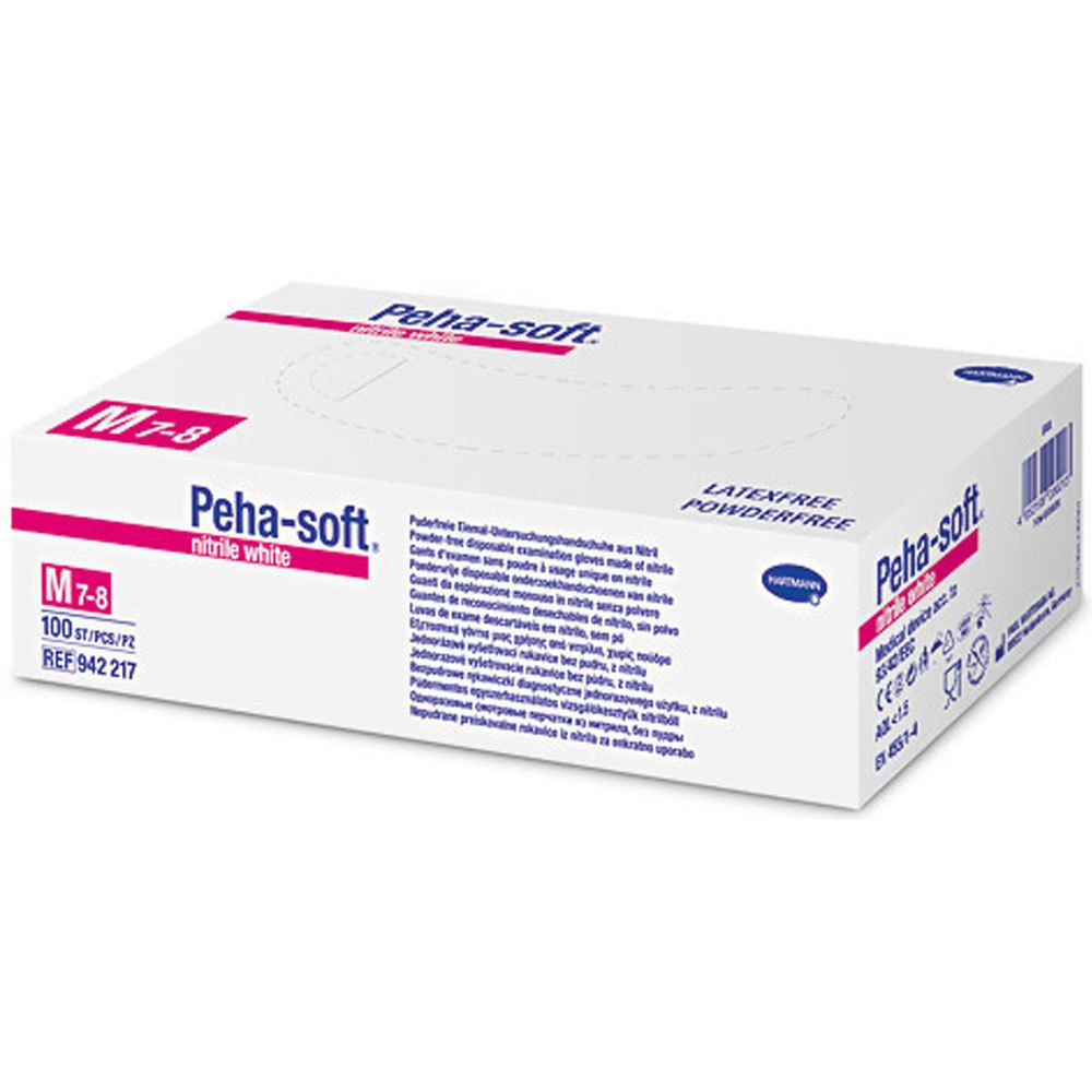 Peha-soft® nitrile white puderfrei unsteril Untersuchungshandschuhe Gr. M 7 - 8