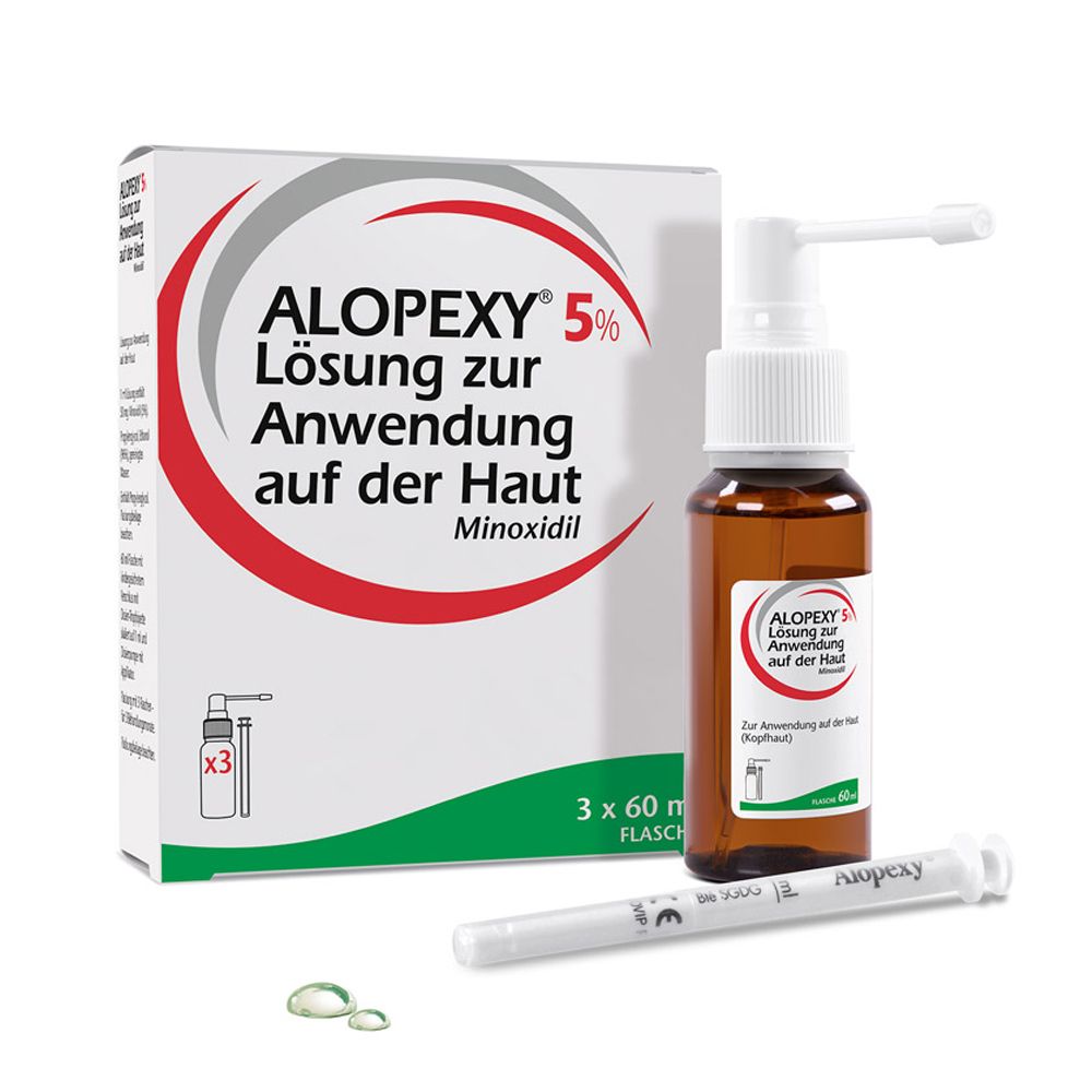 Alopexy 5% Lösung zur Anwendung auf der Haut 3X60 ml gegen anlagebedingten Haarausfall