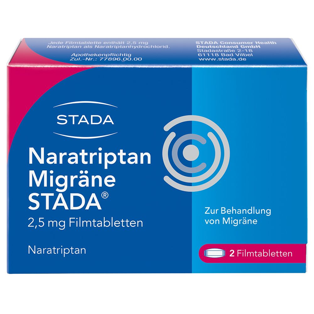 Naratriptan Migräne STADA® 2,5 mg lindert Migränekopfschmerzen mit und ohne Aura