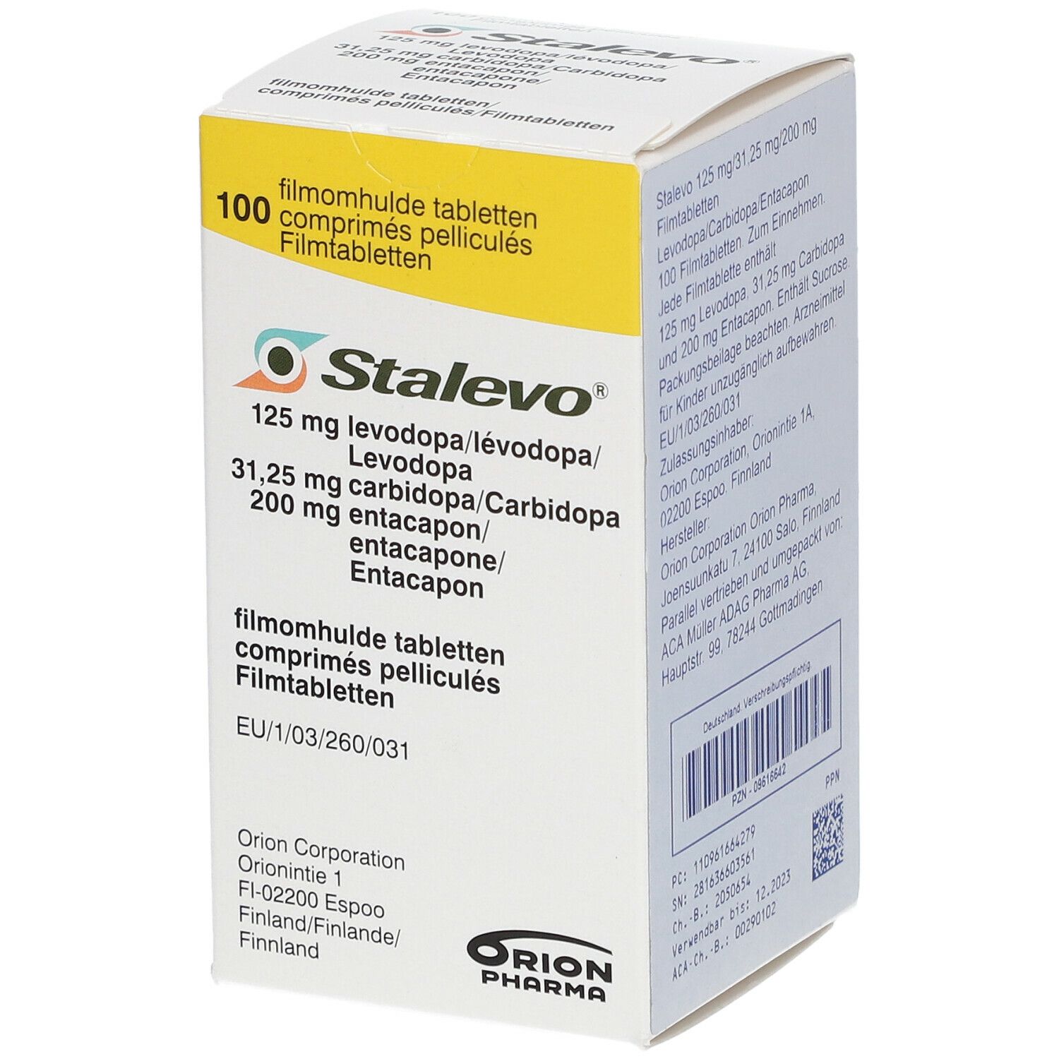 Stalevo 125 mg/31,25 mg/200 mg Filmtabletten 100 St