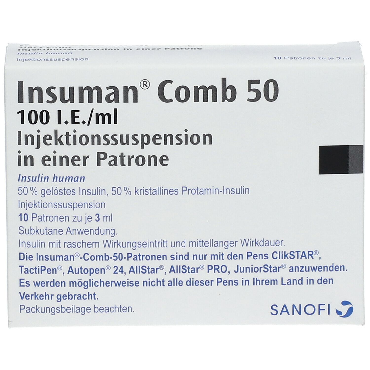Insuman Comb 50 100 I.E./ml