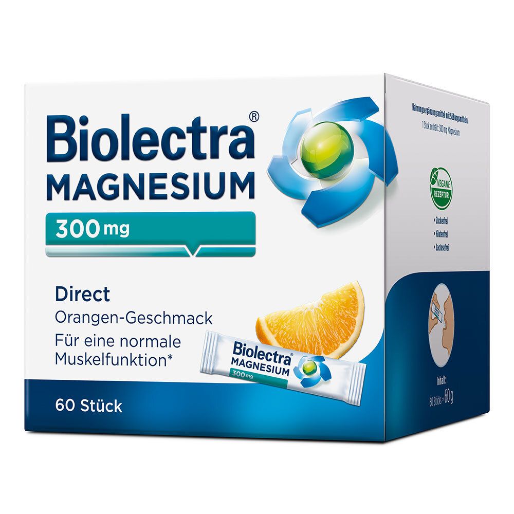 Biolectra Magnesium 300 mg Direct Orange Sticks 60 St Pellets