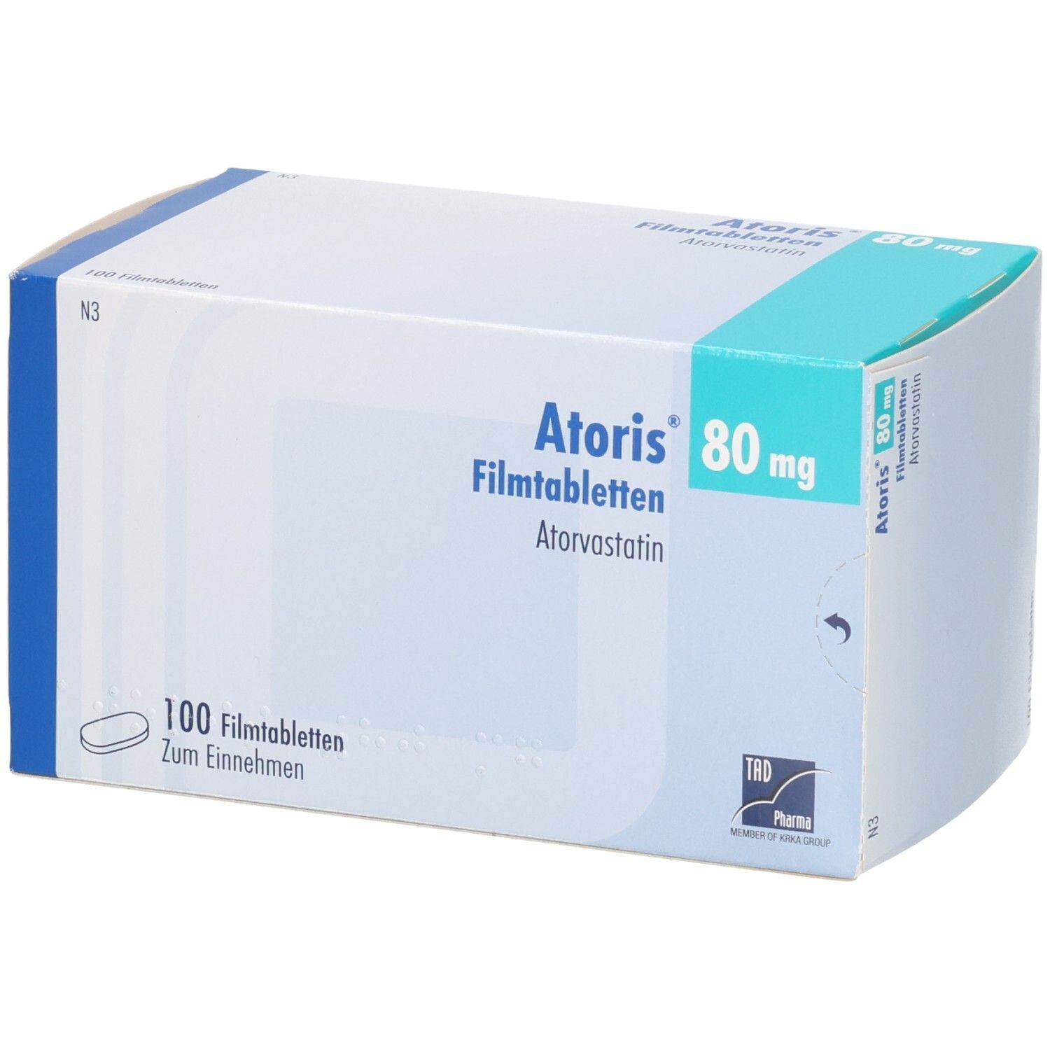ATORIS 80 mg Filmtabletten Atorvastatin, 100 Filmtabletten.