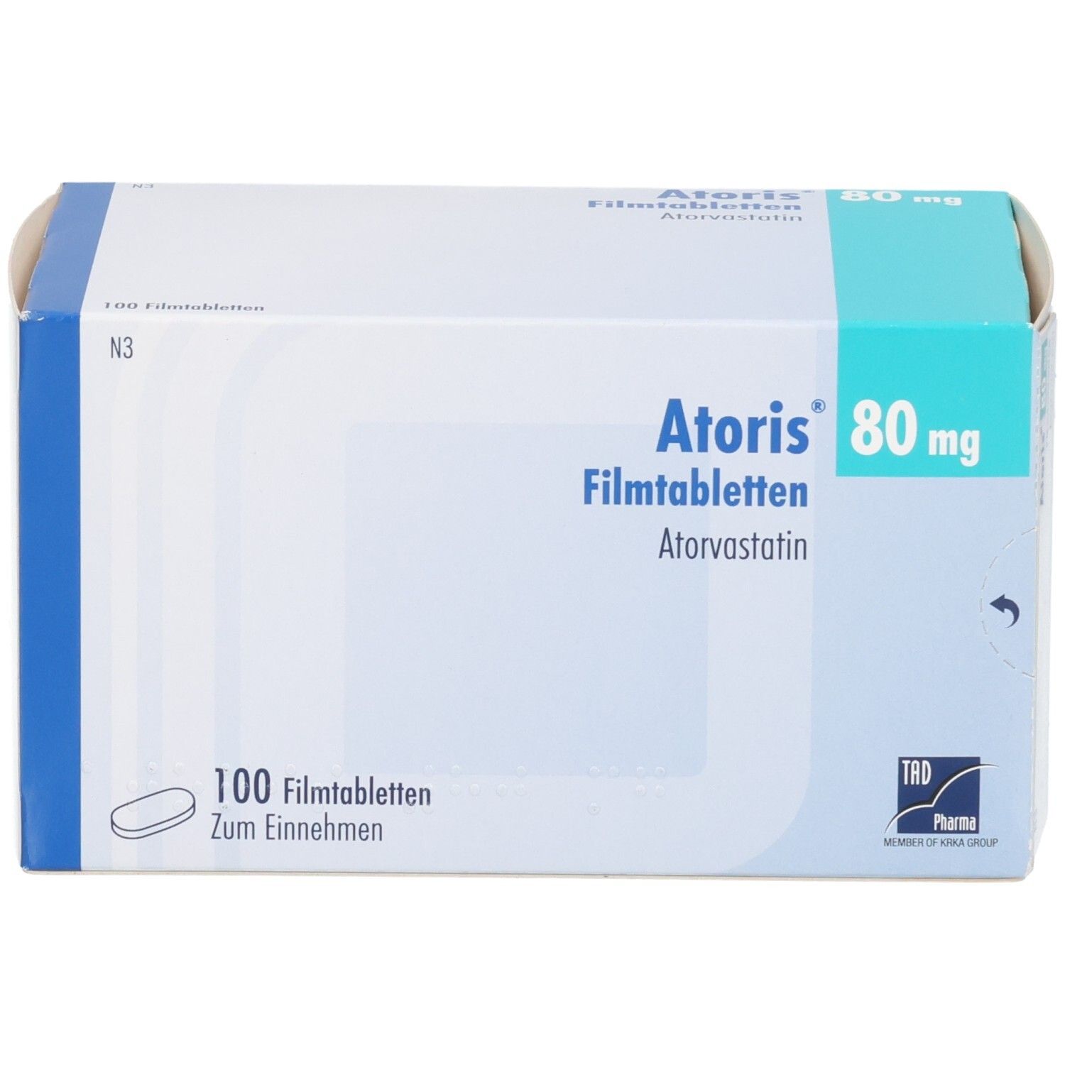 ATORIS 80 mg Filmtabletten Atorvastatin, 100 Filmtabletten.