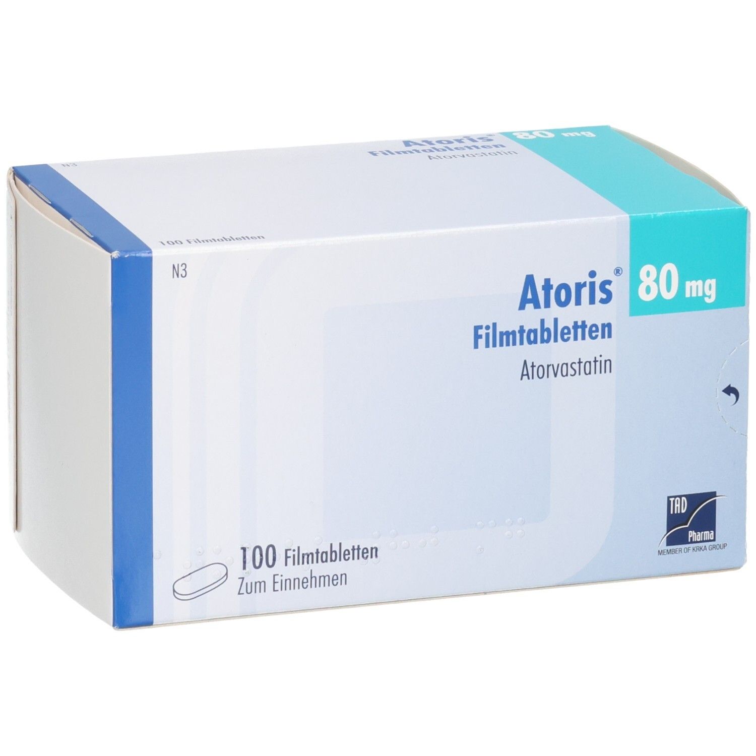 ATORIS 80 mg Filmtabletten Atorvastatin, 100 Filmtabletten.