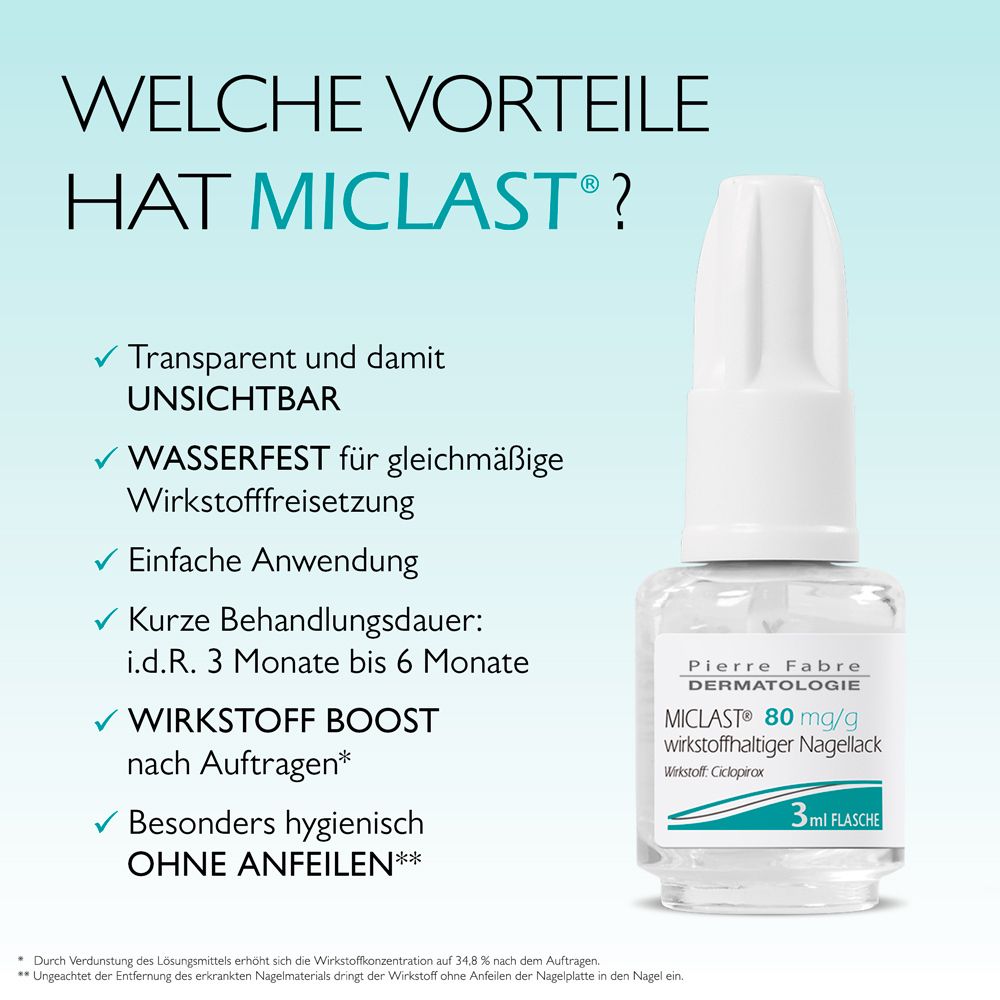 MICLAST® 80 mg/g wirkstoffhaltiger Nagellack gegen Nagelpilz