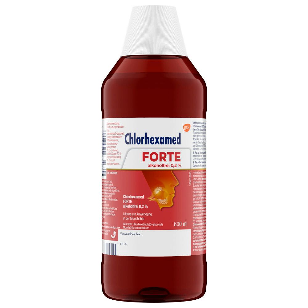 Chlorhexamed FORTE alkoholfrei 0,2 %, Mundspülung, Mundwasser antibakteriell, 600 ml