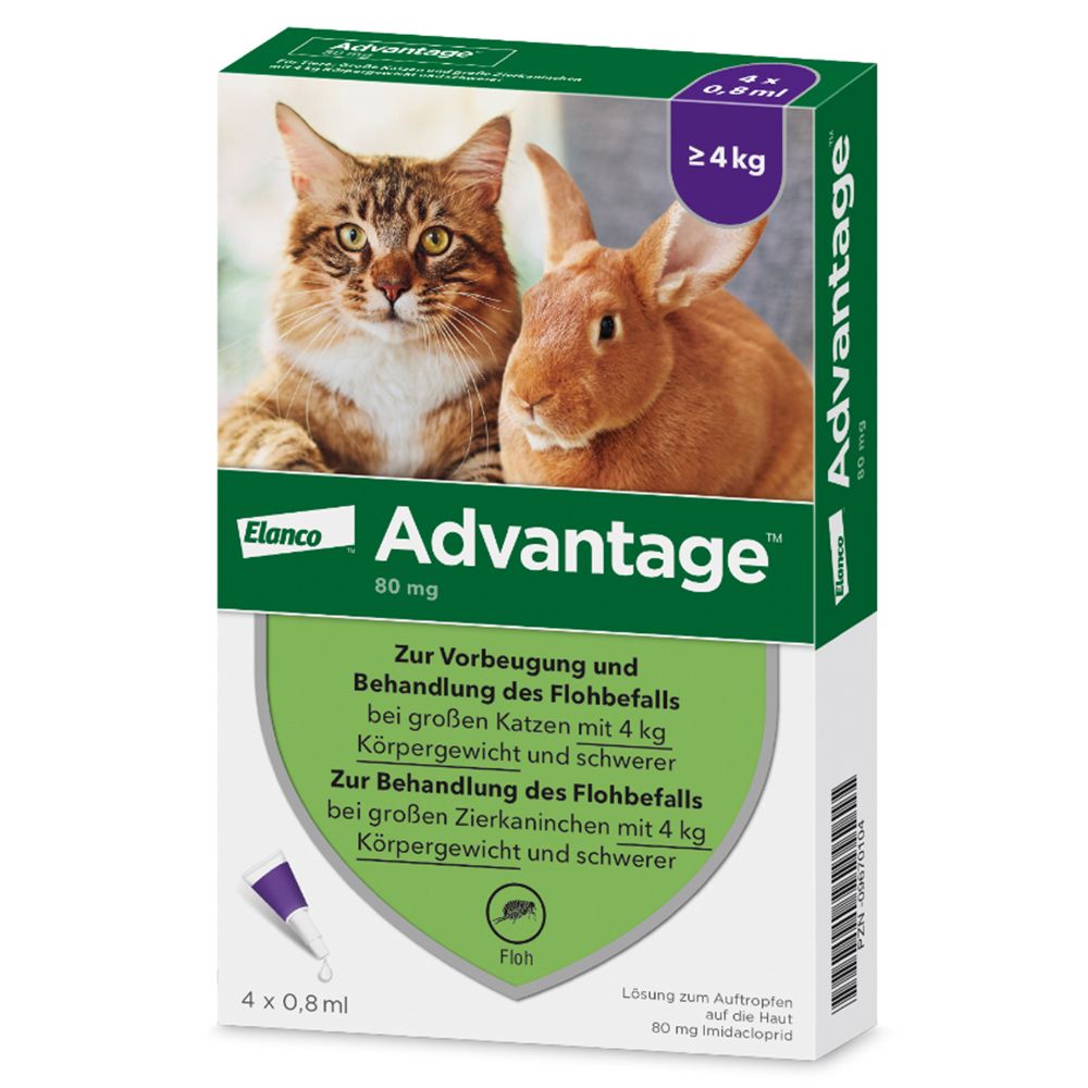 Advantage® 80 mg für Katzen und Zierkaninchen über 4 kg Körpergewicht