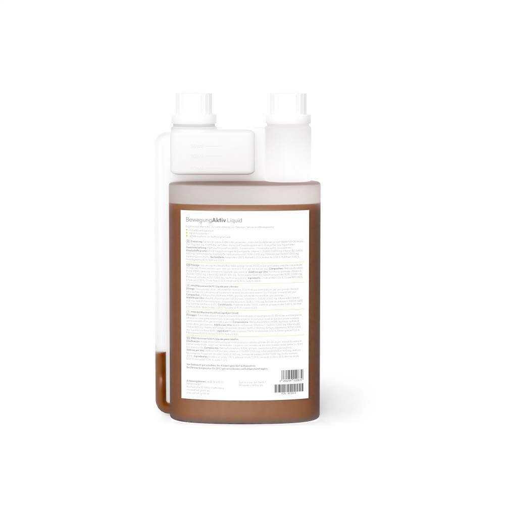 Rückseite der braunen Flasche mit weißem Deckel. Textinformationen und Barcode.