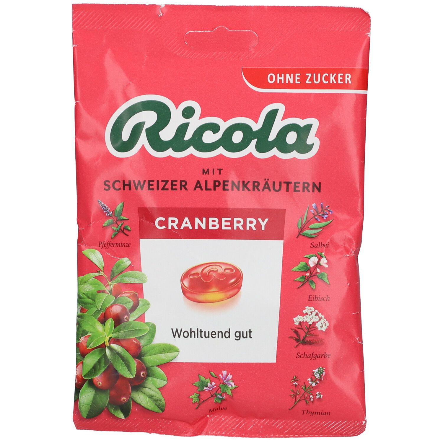 Ricola® Schweizer Kräuterbonbons Cranberry ohne Zucker